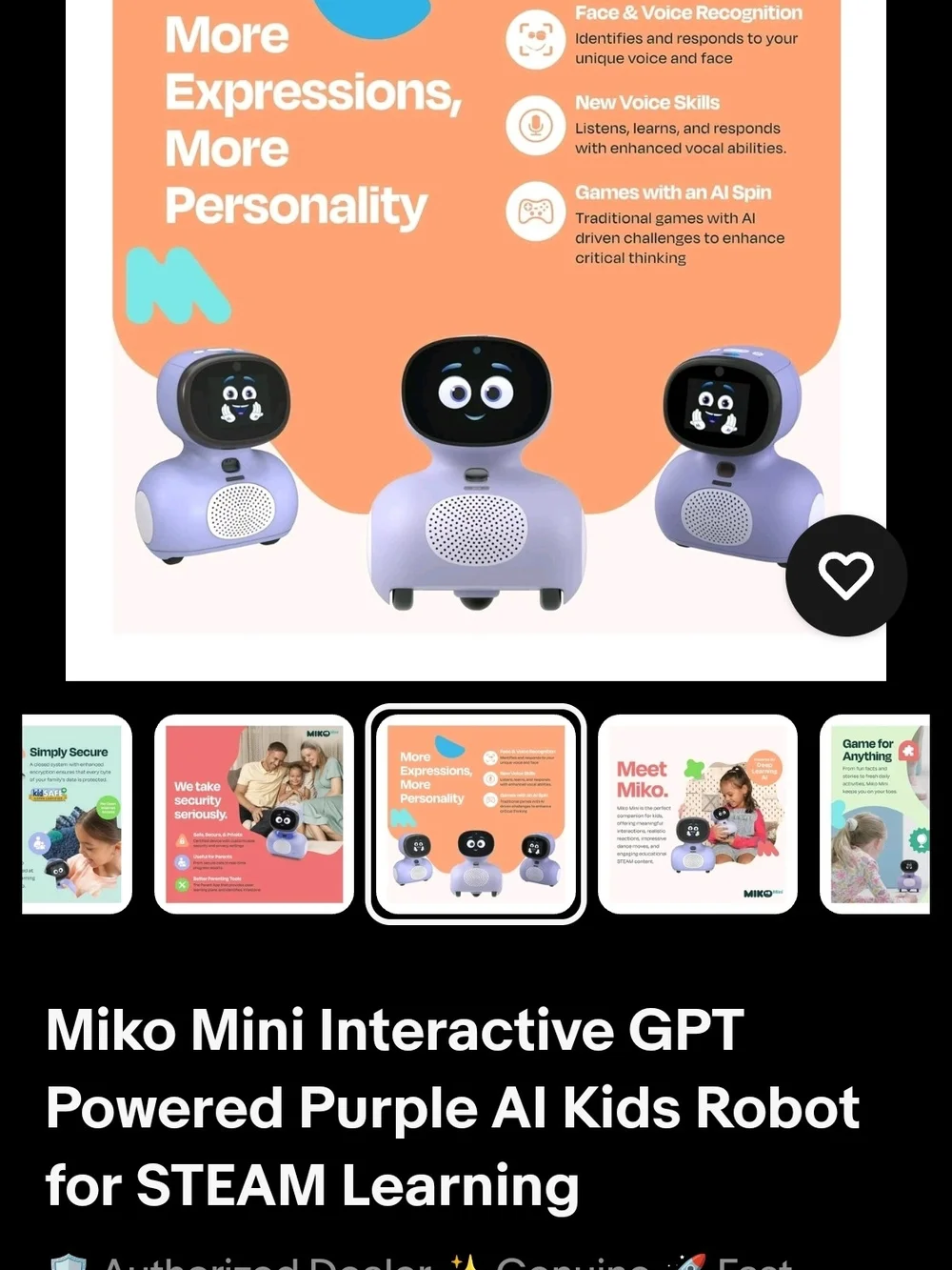 Miko Mini+ AI Powered Kid-Safe Robot